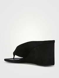 Cube Suede Wedge Thong Mules