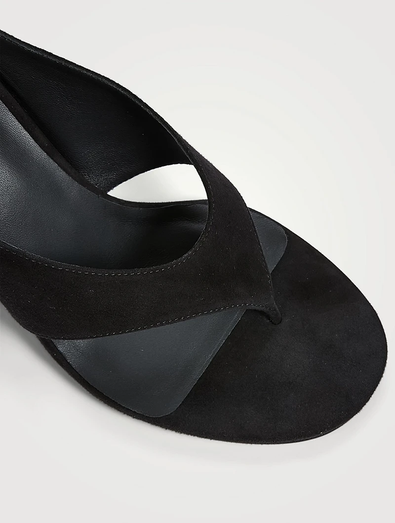 Cube Suede Wedge Thong Mules