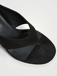 Cube Suede Wedge Thong Mules