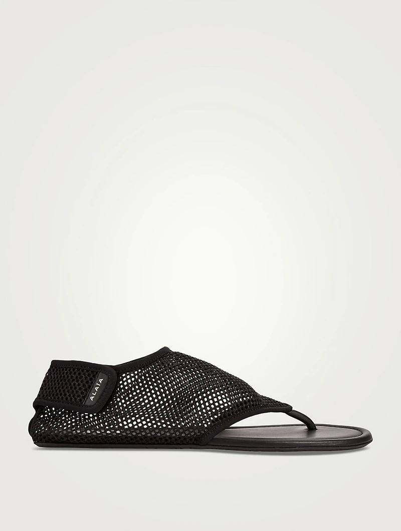 Fishnet Thong Sandals