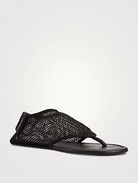 Fishnet Thong Sandals