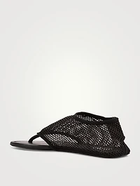 Fishnet Thong Sandals