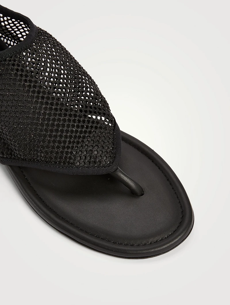 Fishnet Thong Sandals