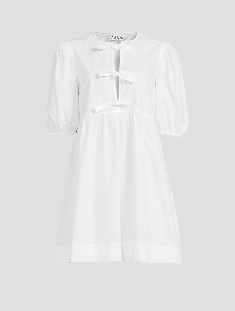 Cotton Poplin Tie String Mini Dress