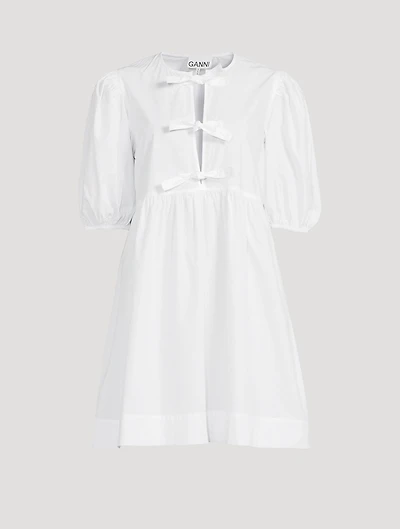 Cotton Poplin Tie String Mini Dress