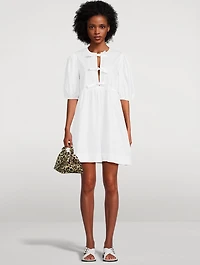 Cotton Poplin Tie String Mini Dress