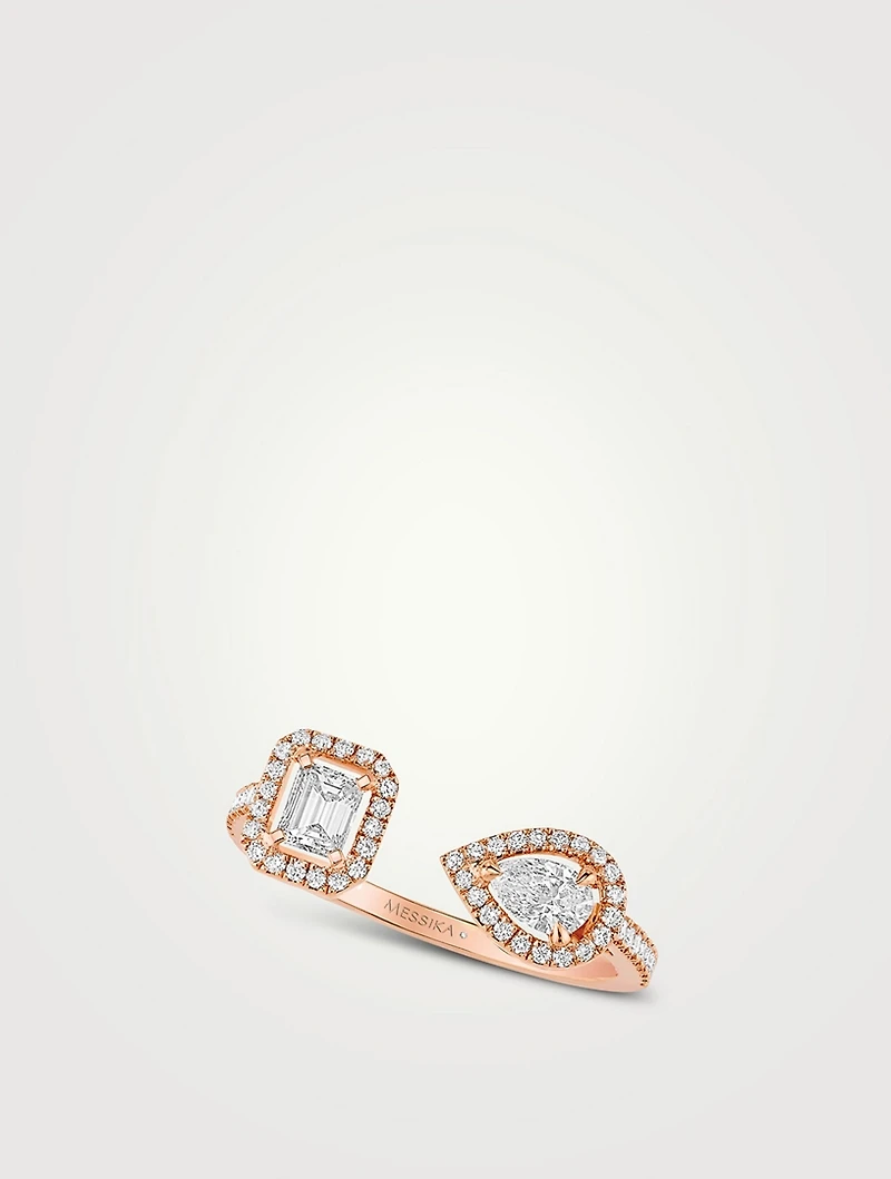 My Twin 18K Rose Gold Toi And Moi Ring With Diamonds
