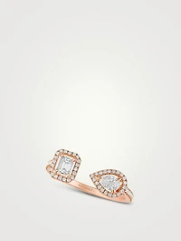 My Twin 18K Rose Gold Toi And Moi Ring With Diamonds
