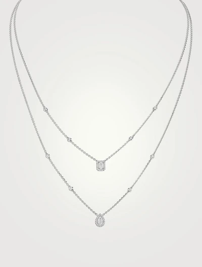 My Twin 18K White Gold Two-Row Necklace With Diamonds