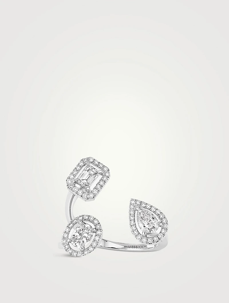 My Twin 18K White Gold Trilogy Ring With Diamonds