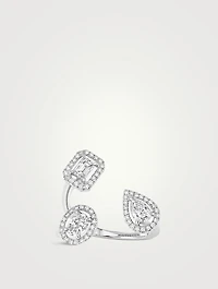 My Twin 18K White Gold Trilogy Ring With Diamonds