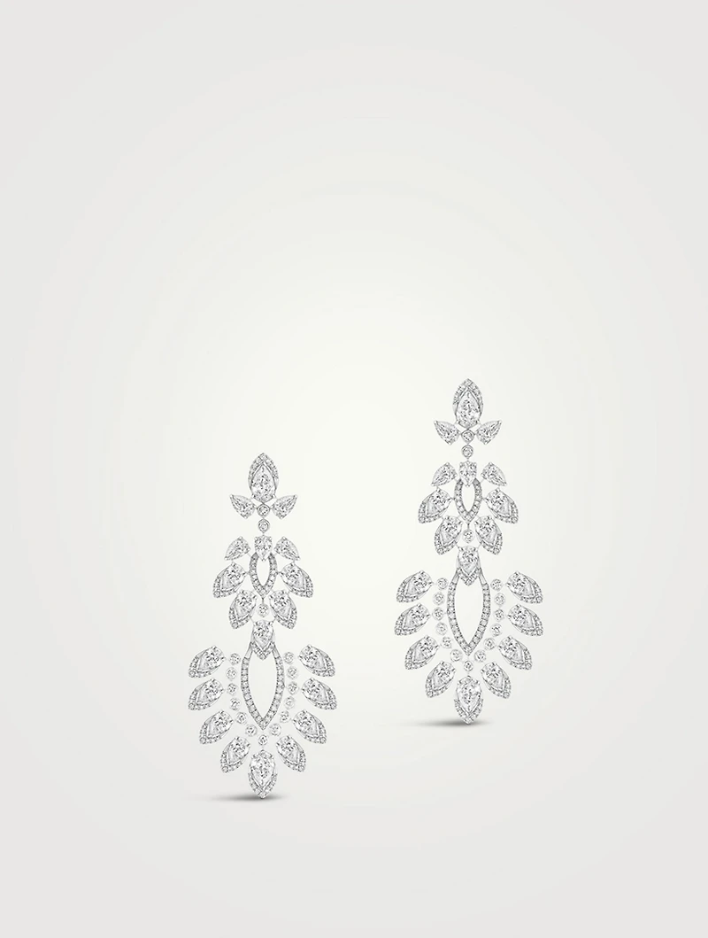 Desert Bloom 18K White Gold Shield Chandelier Earrings With Diamonds