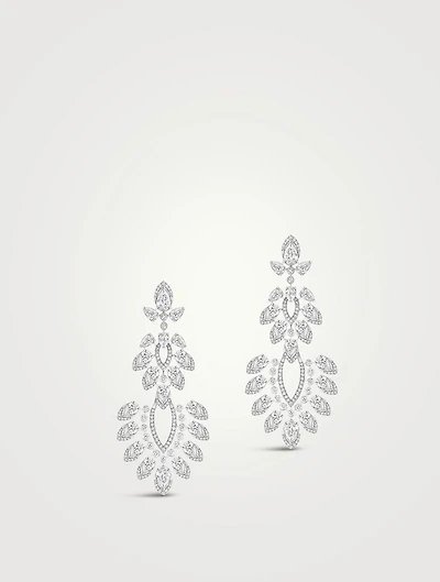 Desert Bloom 18K White Gold Shield Chandelier Earrings With Diamonds