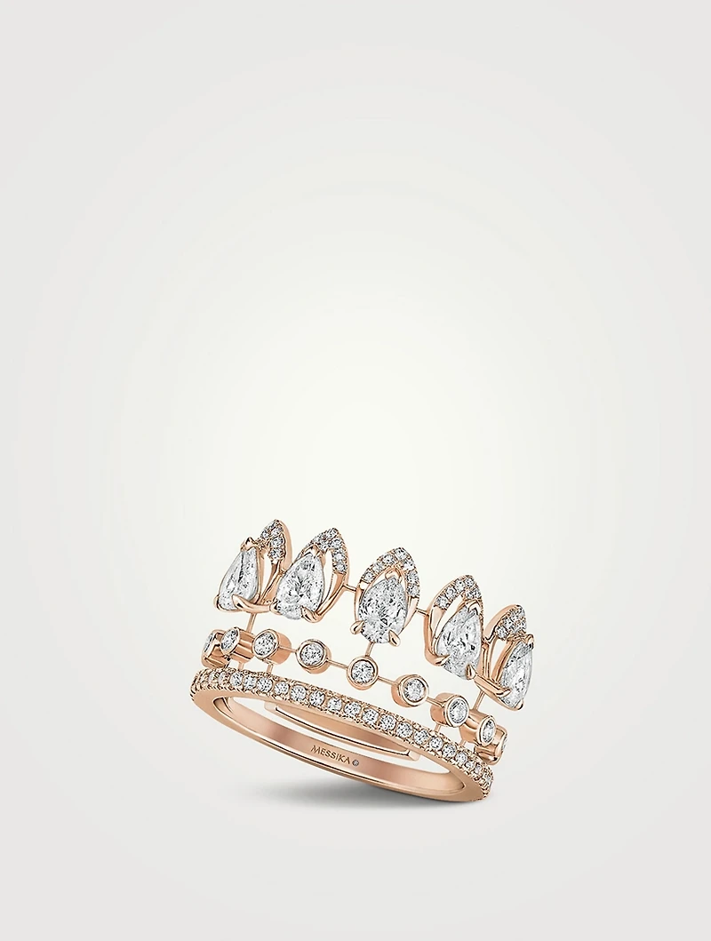 Desert Bloom 18K Gold Wedding Ring With Diamonds