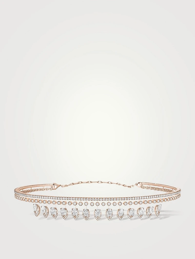 Desert Bloom 18K Rose Gold Choker Skinny Necklace With Diamonds