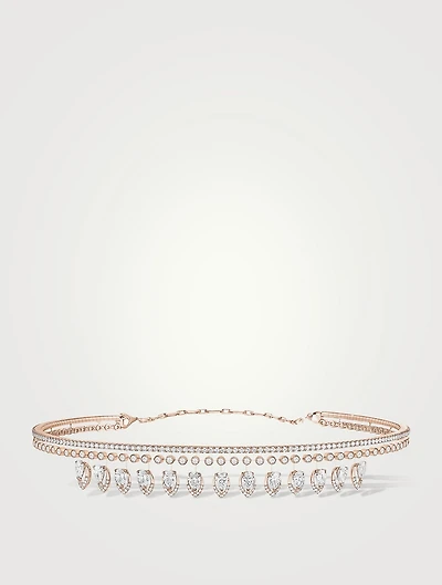 Desert Bloom 18K Rose Gold Choker Skinny Necklace With Diamonds