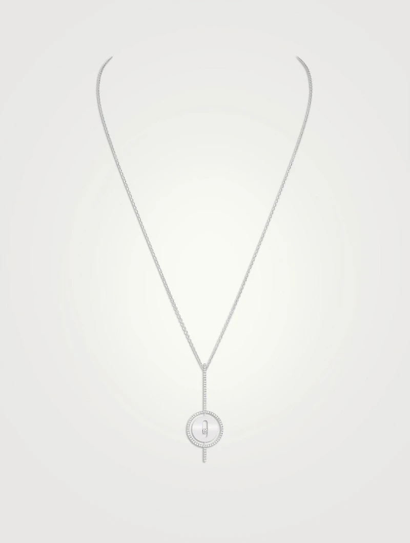 Lucky Move 18K White Gold Arrow Necklace With Diamonds