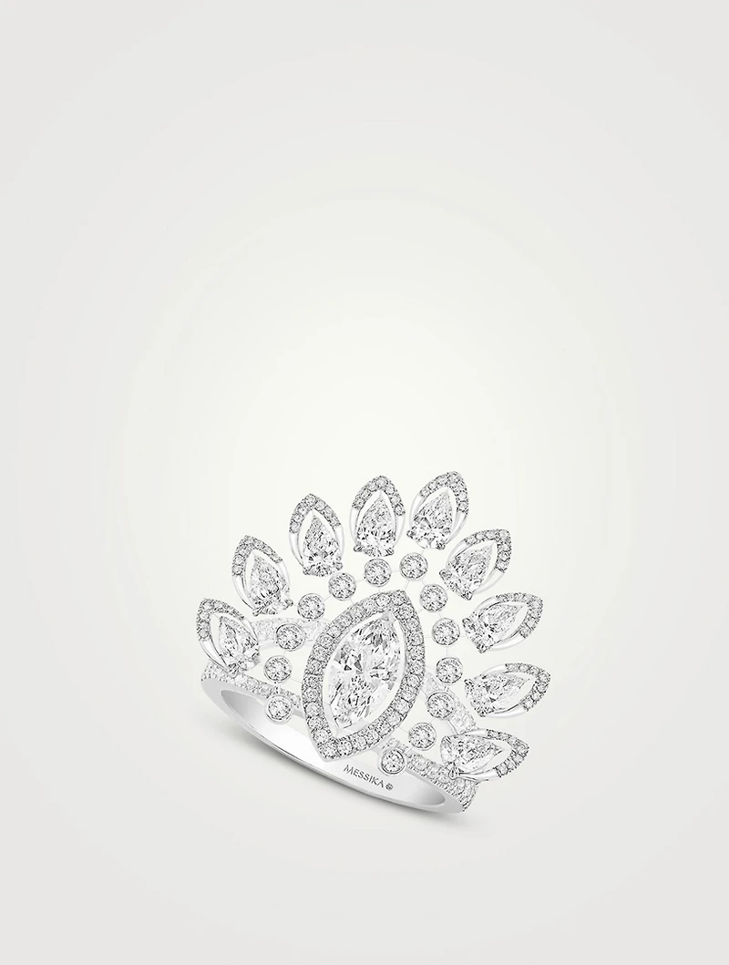 Desert Bloom 18K White Gold Marquise Diamond Ring