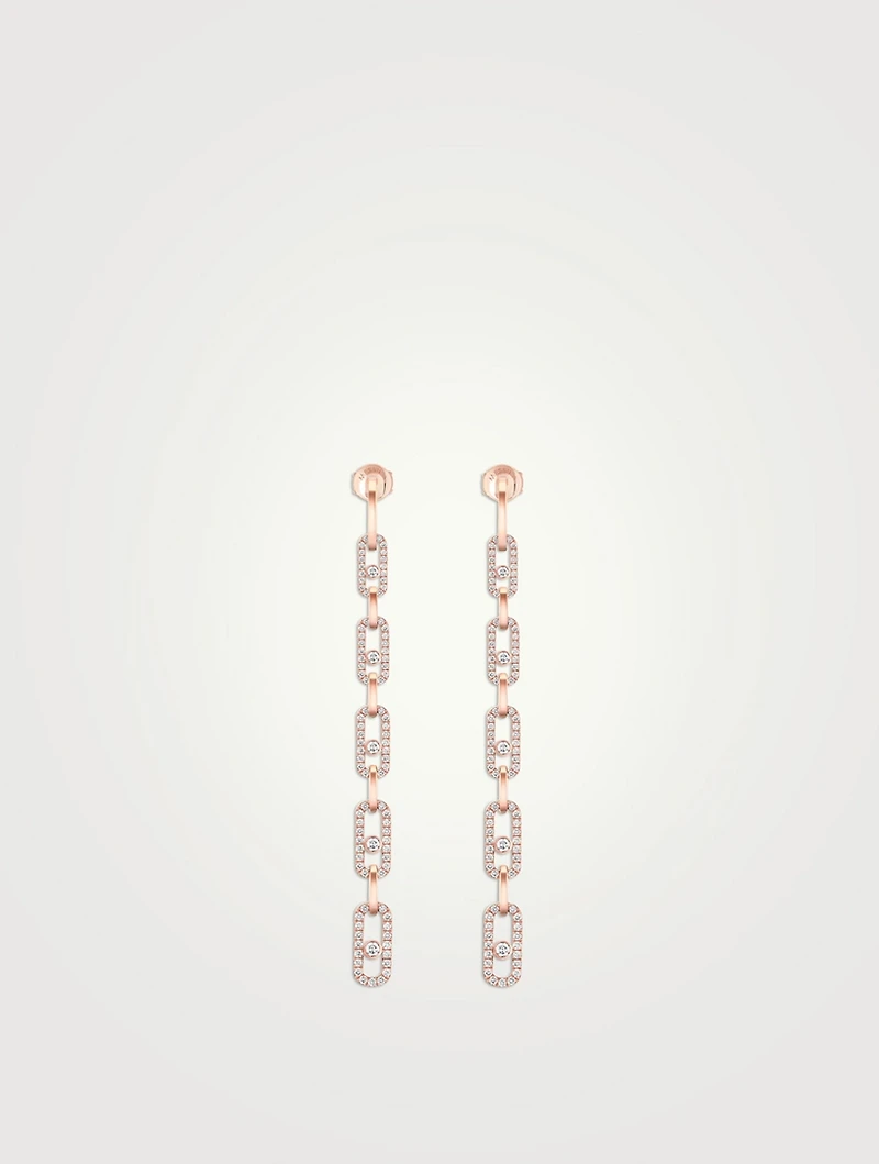 Move Link 18K Rose Gold Multi Pendant Earrings With Diamonds