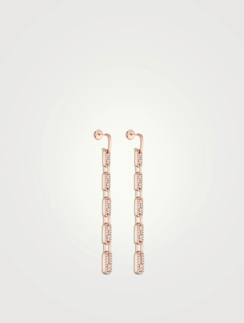 Move Link 18K Rose Gold Multi Pendant Earrings With Diamonds
