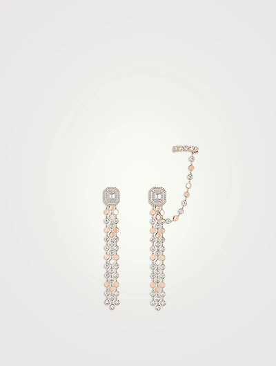 D-Vibes 18K Rose Gold Multi-Row Earrings With Diamonds