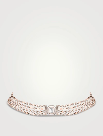 D-Vibes 18K Rose Gold Multi-Row Choker Necklace With Diamonds