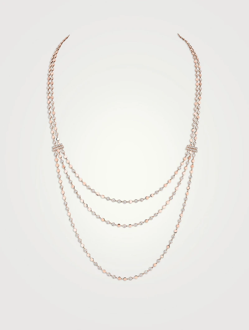 D-Vibes 18K Rose Gold Multi-Row Long Necklace With Diamonds