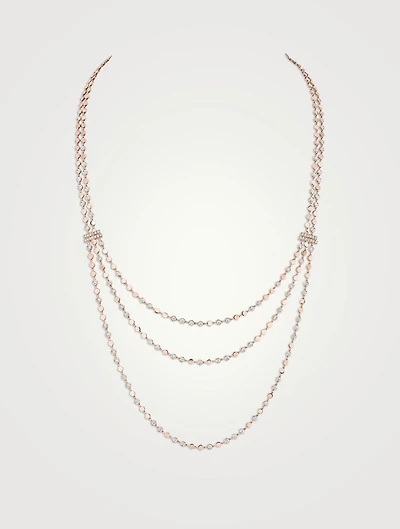 D-Vibes 18K Rose Gold Multi-Row Long Necklace With Diamonds