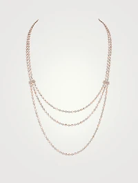 D-Vibes 18K Rose Gold Multi-Row Long Necklace With Diamonds