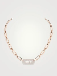 XL Move Link 18K Rose Gold Chain Necklace With Pavé Diamonds