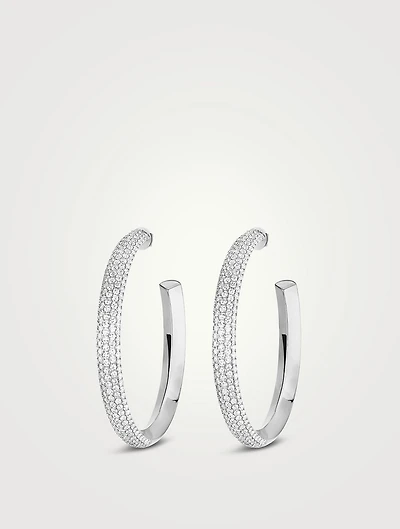 Divine Enigma 18K White Gold Hoop Earrings With Diamonds