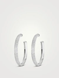 Divine Enigma 18K White Gold Hoop Earrings With Diamonds