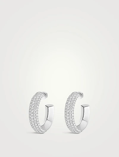 Small Divine Enigma 18K White Gold Hoop Earrings With Diamonds