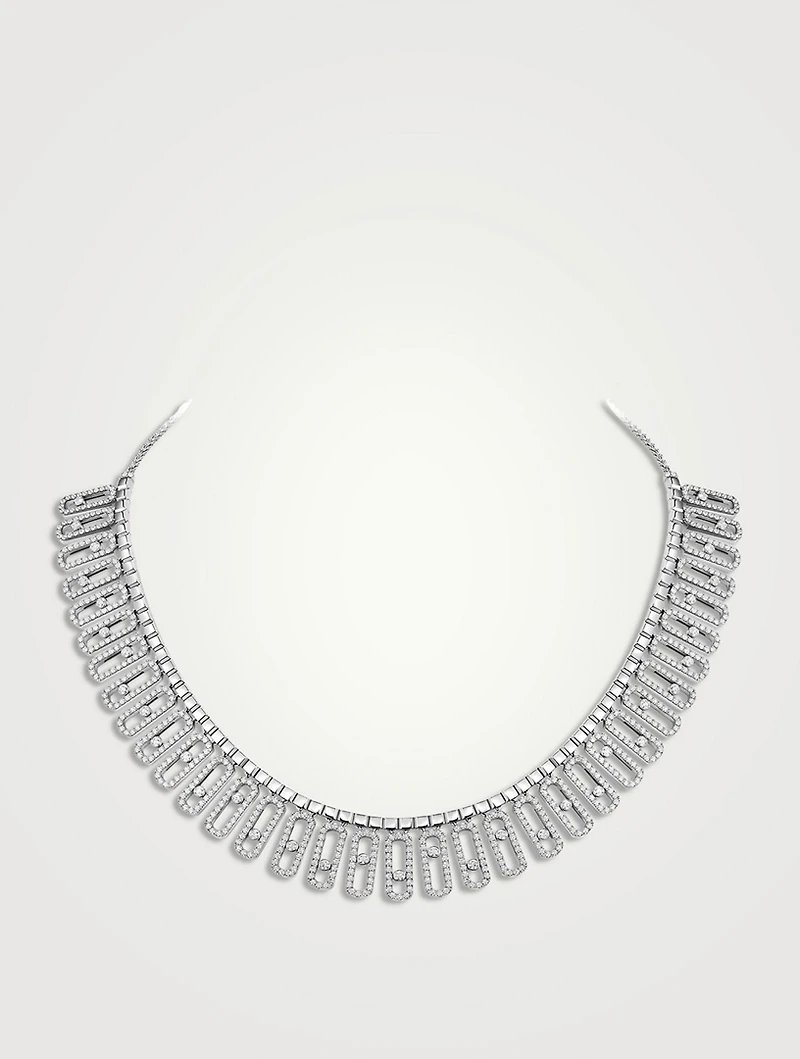 Move Iconica 18K White Gold Necklace With Pavé Diamonds