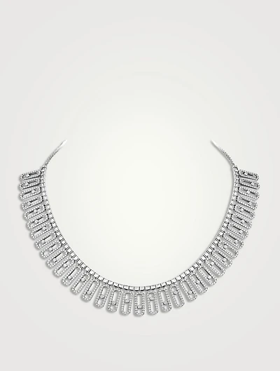 Move Iconica 18K White Gold Necklace With Pavé Diamonds