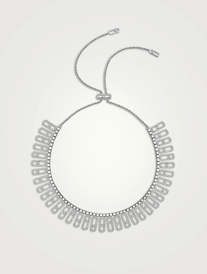 Move Iconica 18K White Gold Necklace With Pavé Diamonds