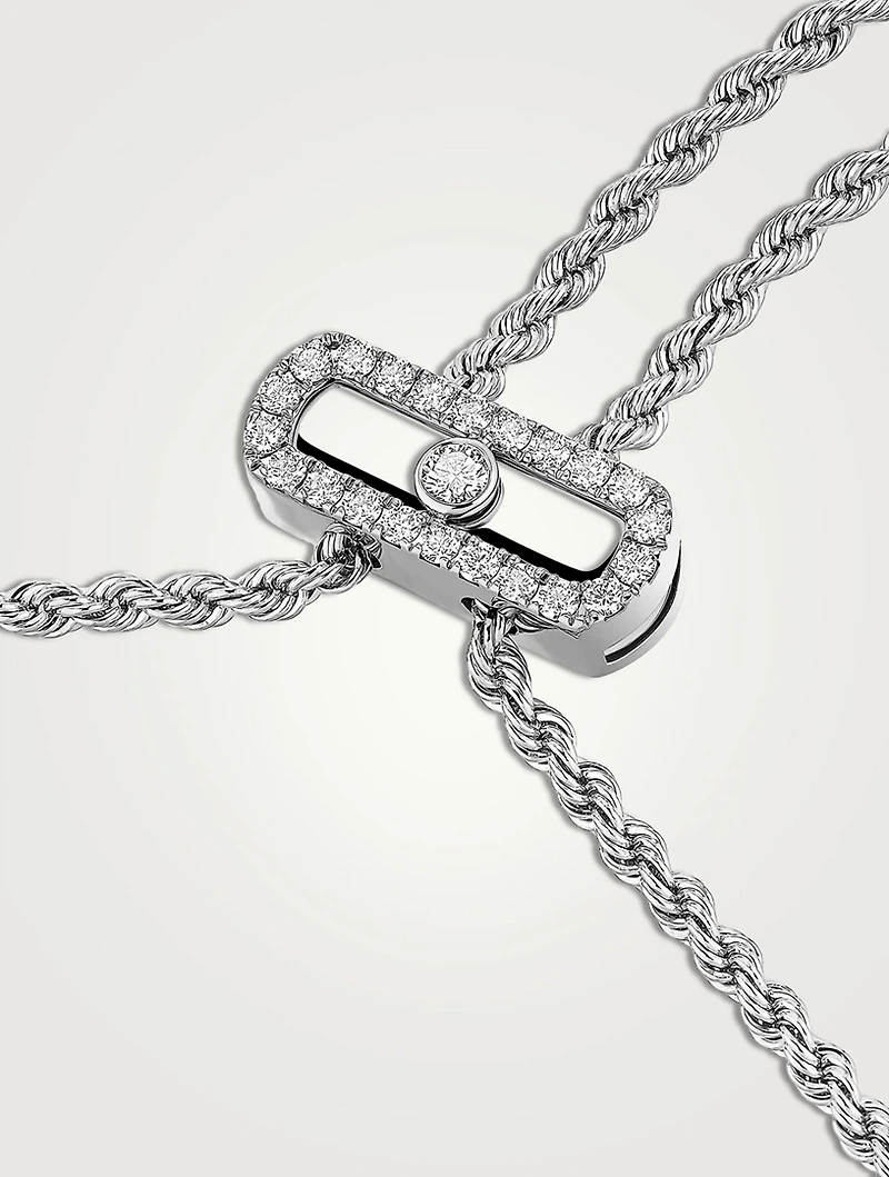 Move Iconica 18K White Gold Necklace With Pavé Diamonds