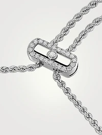 Move Iconica 18K White Gold Necklace With Pavé Diamonds