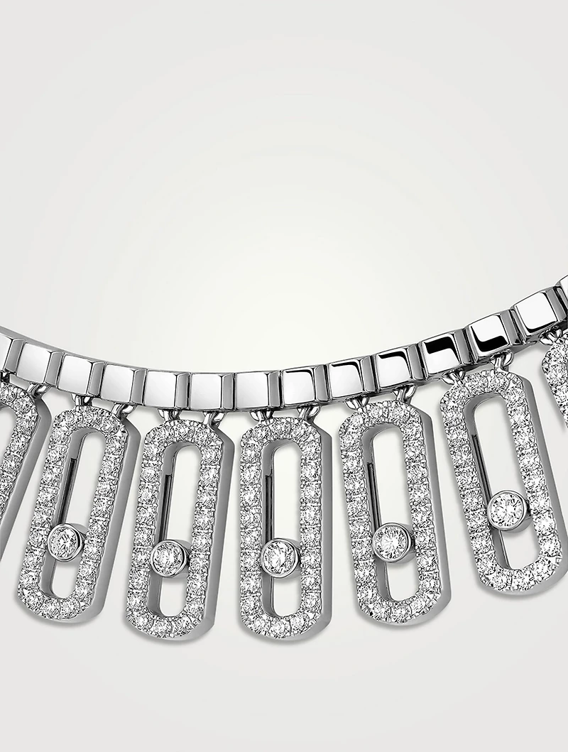 Move Iconica 18K White Gold Necklace With Pavé Diamonds