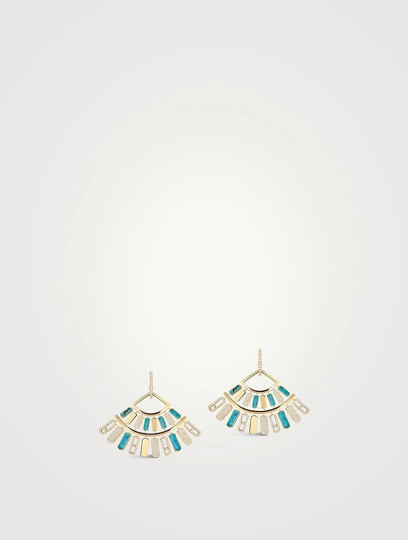 Imperial Move 18K Gold Earrings With Turquoise And Diamonds