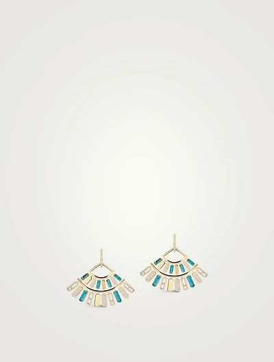 Imperial Move 18K Gold Earrings With Turquoise And Diamonds