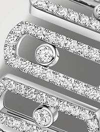 Move Iconica 18K White Gold Ring With Pavé Diamonds