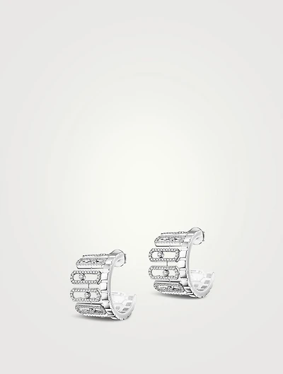 Move Iconica 18K White Gold Earrings With Pavé Diamonds