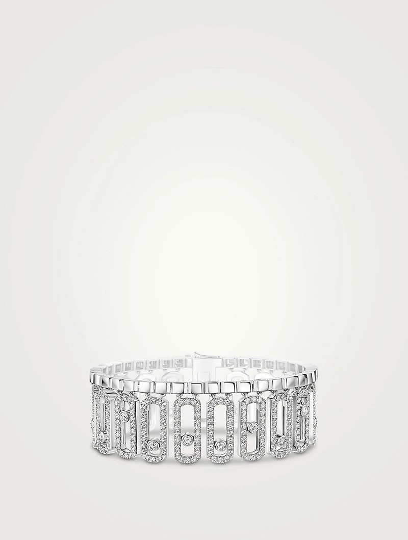 Move Iconica 18K White Gold Bracelet With Pavé Diamonds