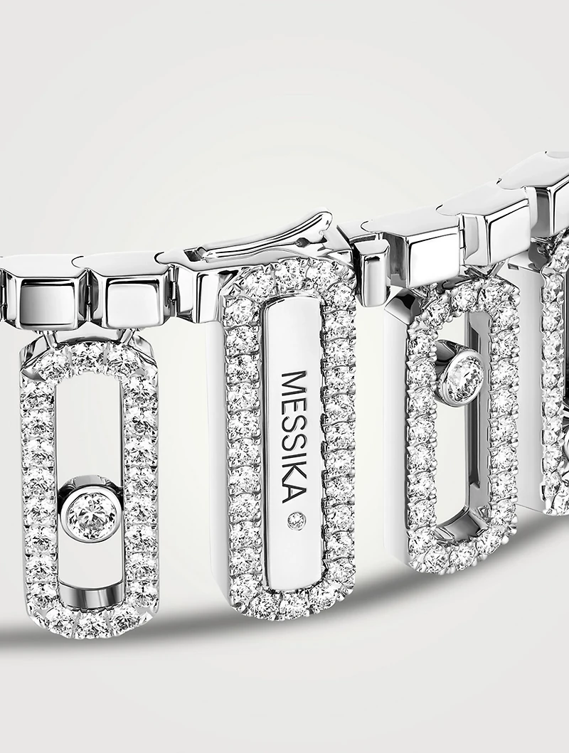 Move Iconica 18K White Gold Bracelet With Pavé Diamonds