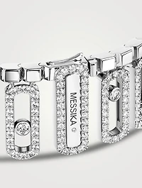 Move Iconica 18K White Gold Bracelet With Pavé Diamonds