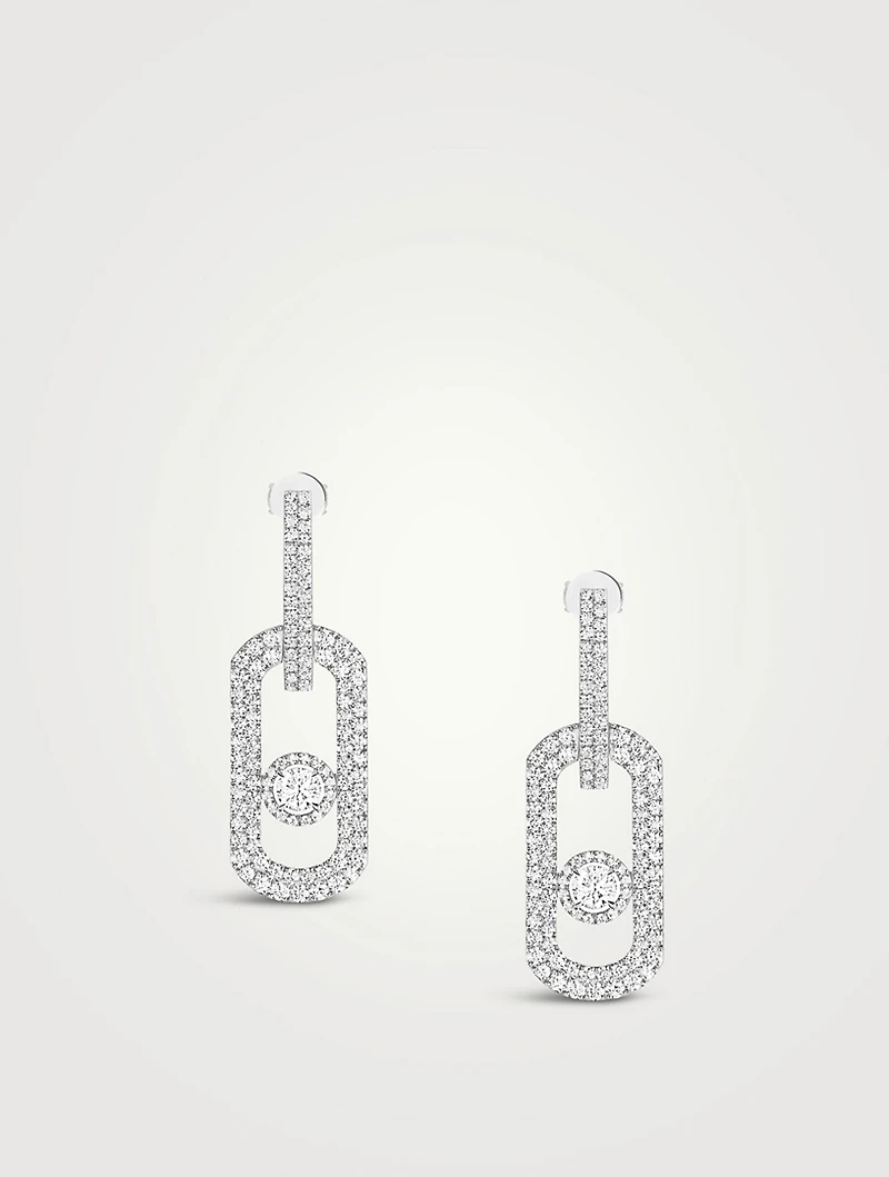 XL So Move 18K White Gold Pendant Earrings With Pavé Diamonds