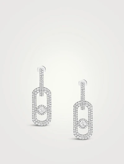 XL So Move 18K White Gold Pendant Earrings With Pavé Diamonds