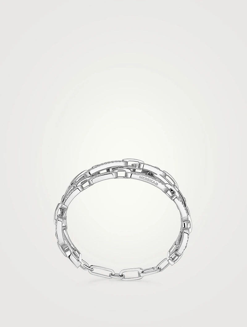 Move Link 18K White Gold 3-Row Cuff Bracelet With Diamonds