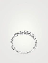 Move Link 18K White Gold 3-Row Cuff Bracelet With Diamonds